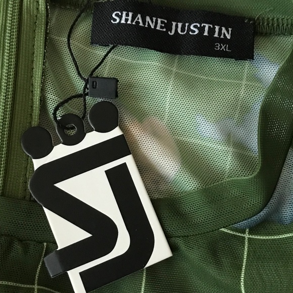 SHANE JUSTIN Romper Fashion Gawd Mesh Jumpsuit Green Plus Size 3X Size 1X 2X - Picture 6 of 16